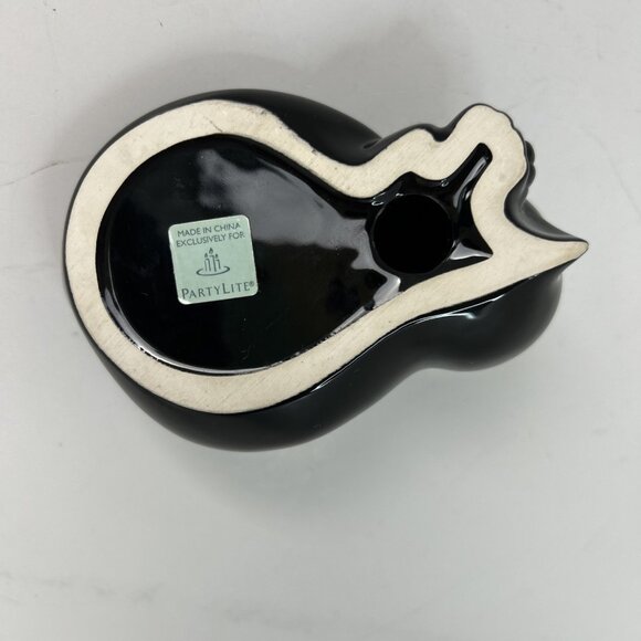 PartyLite Sleeping Black Cat Kitten Halloween Tea Light Candle Holder P90013 - Picture 4 of 6